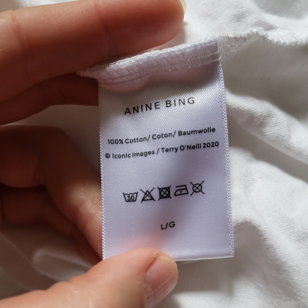 Anine Bing White T Shirt Womens 100% Cotton White Rock N Roll Size L Punk - Picture 4 of 8